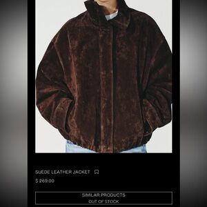 Zara Women’s Dark Brown suede leather jacket